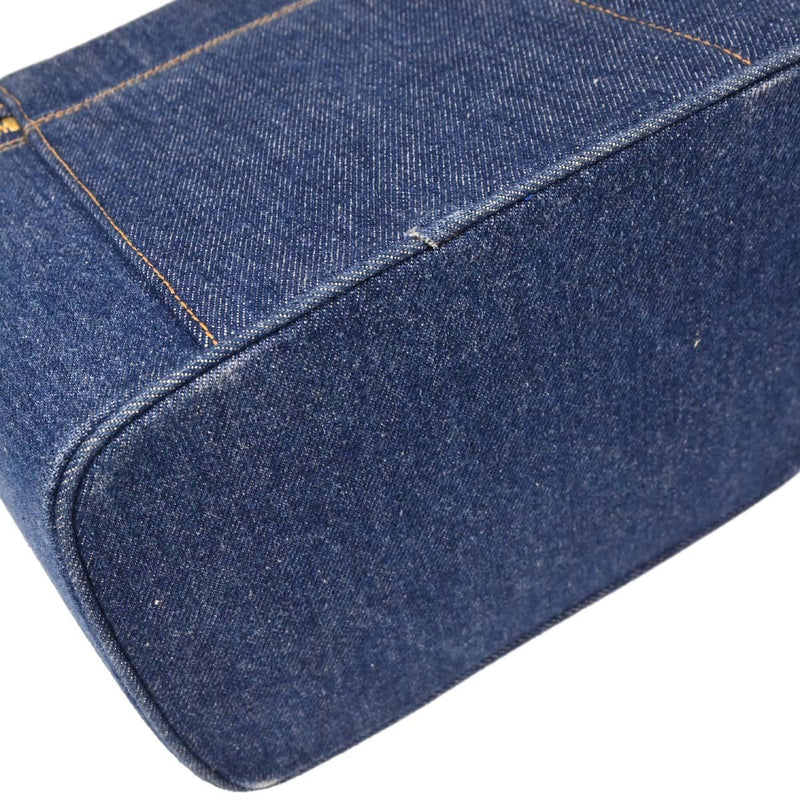 Chanel Vintage Vanity Case Printed Denim Blue Denim_jeans Bag