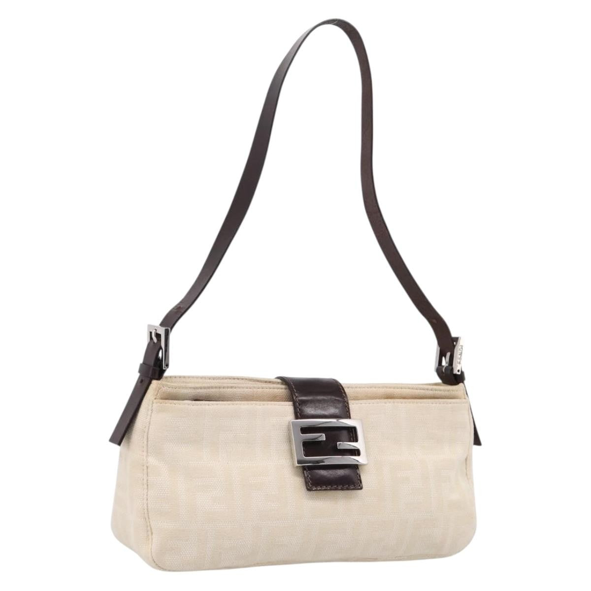 Fendi Baguette Pochette Zucca Canvas Neutral Bag