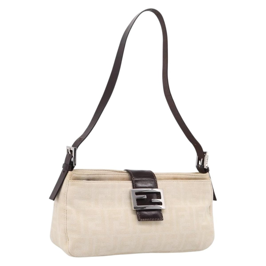 Fendi Baguette Pochette Zucca Canvas Neutral Bag