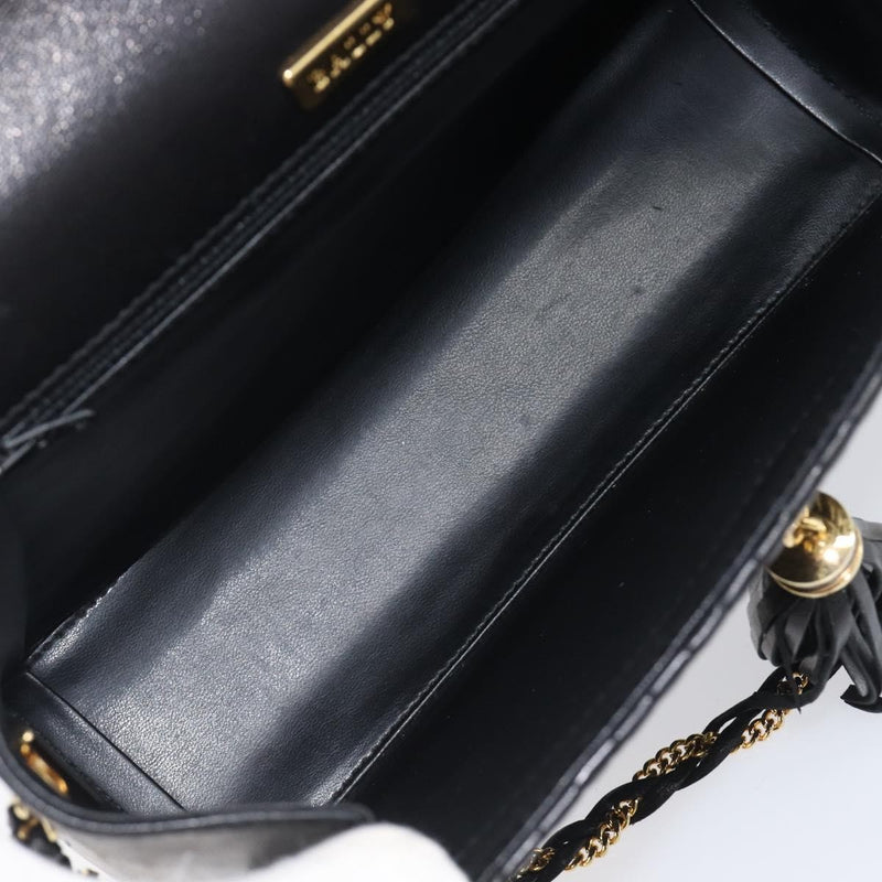 Bally Vintage Chain Quilted Leather Black Bag
