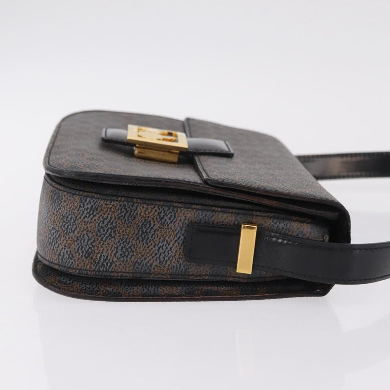 Celine Vintage Horse Carriage C Macadam Canvas And Leather Black Bag