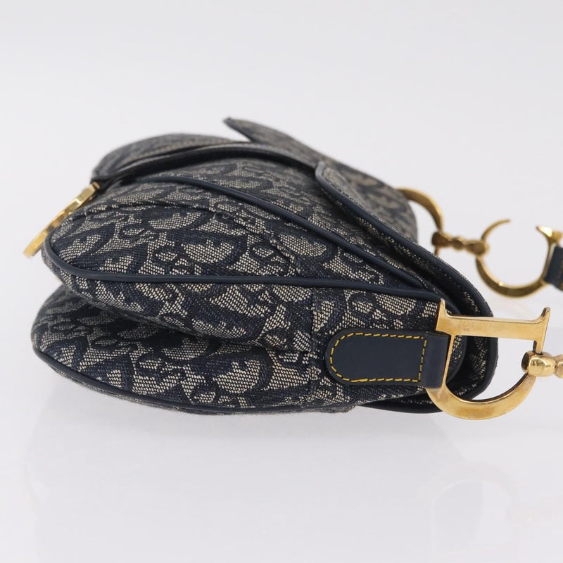 Christian Dior Vintage Double Saddle Diorissimo Canvas Navy Bag