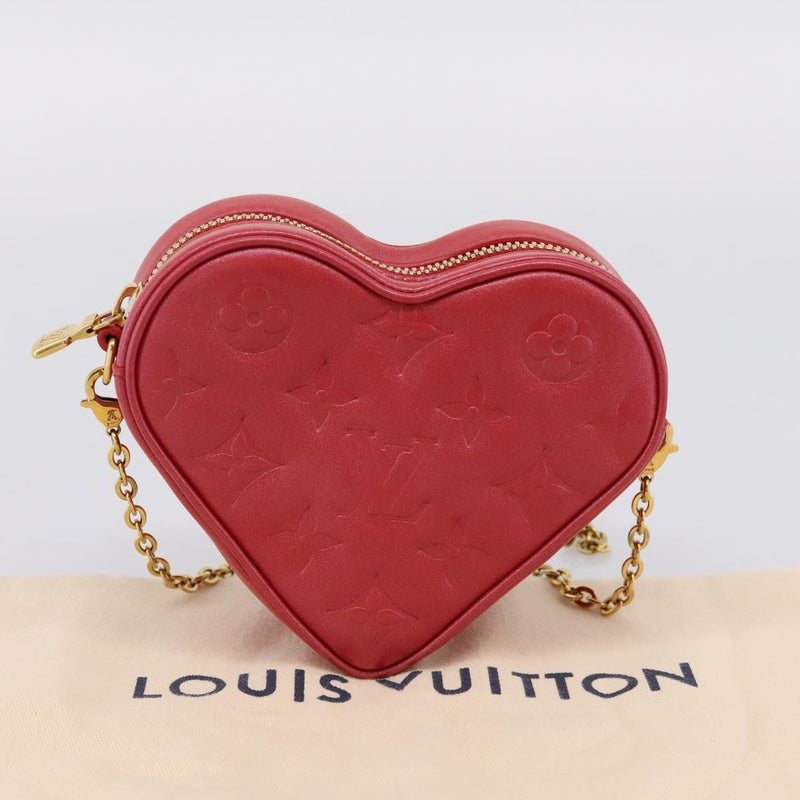 Louis Vuitton Coeur Heart On Chain Monogram Embossed Lambskin Red Leather Bag