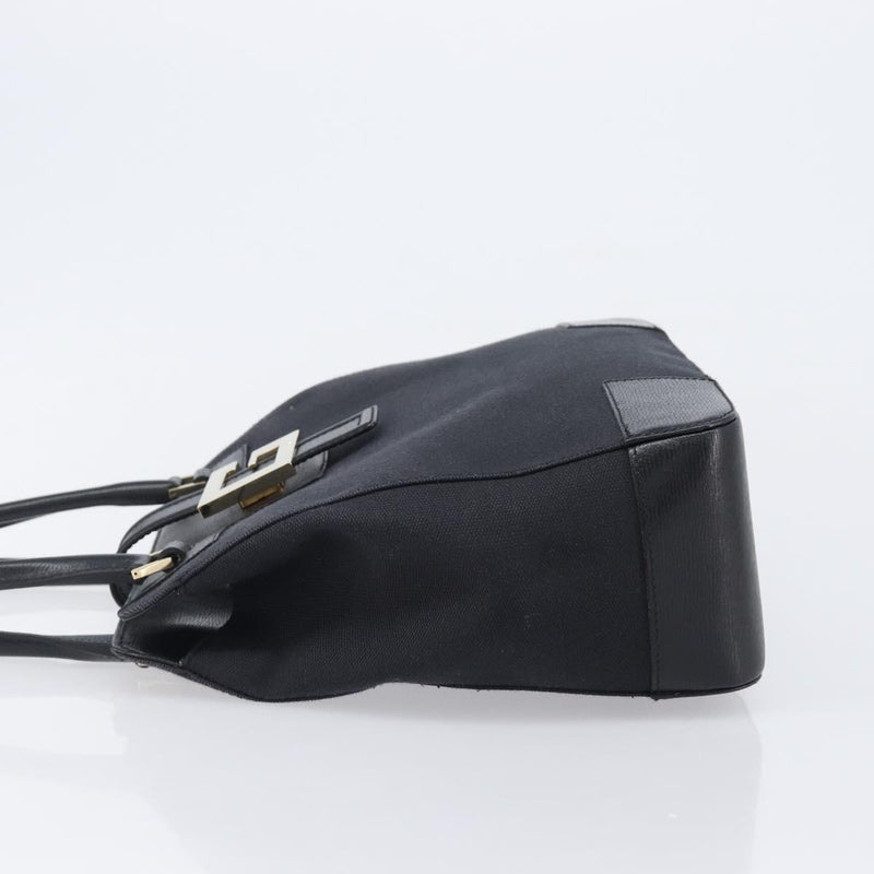 Gucci Vintage G Logo Canvas Black Leather Bag