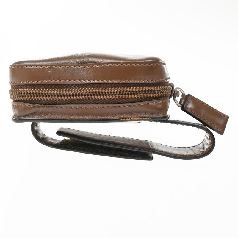 Prada Logo Pouch Leather Brown