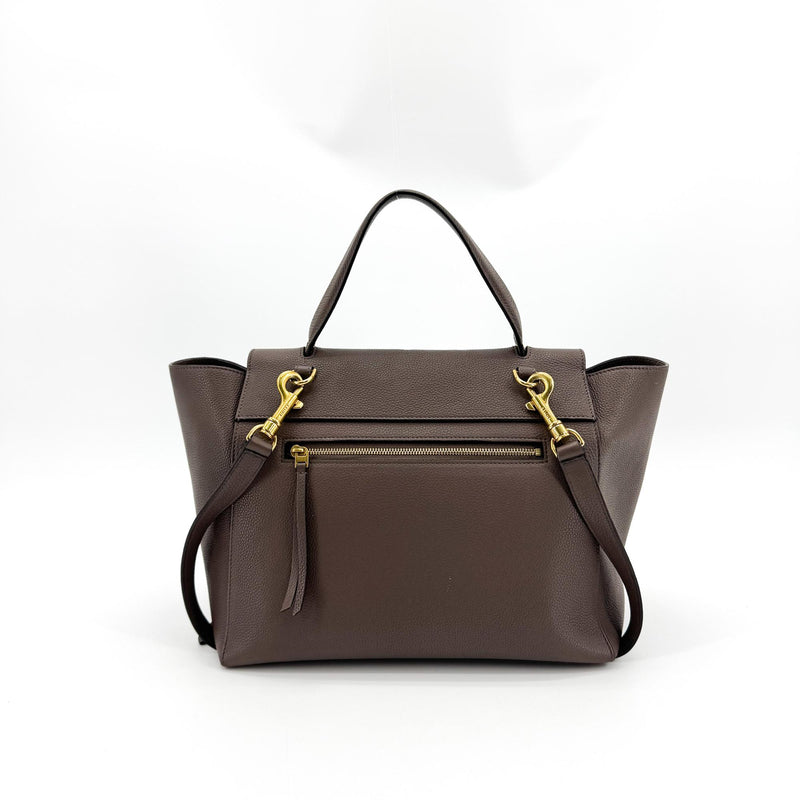 Celine Belt Textured Leather Brown Calfskin Bag