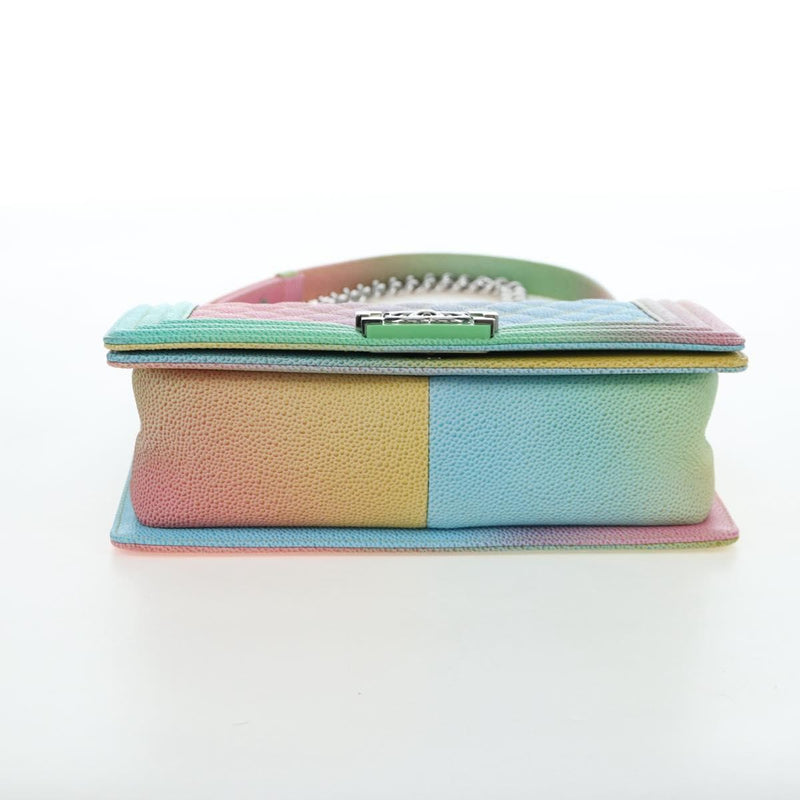 Chanel Rainbow Boy Flap Quilted Painted Caviar Multicolour Leather Bag