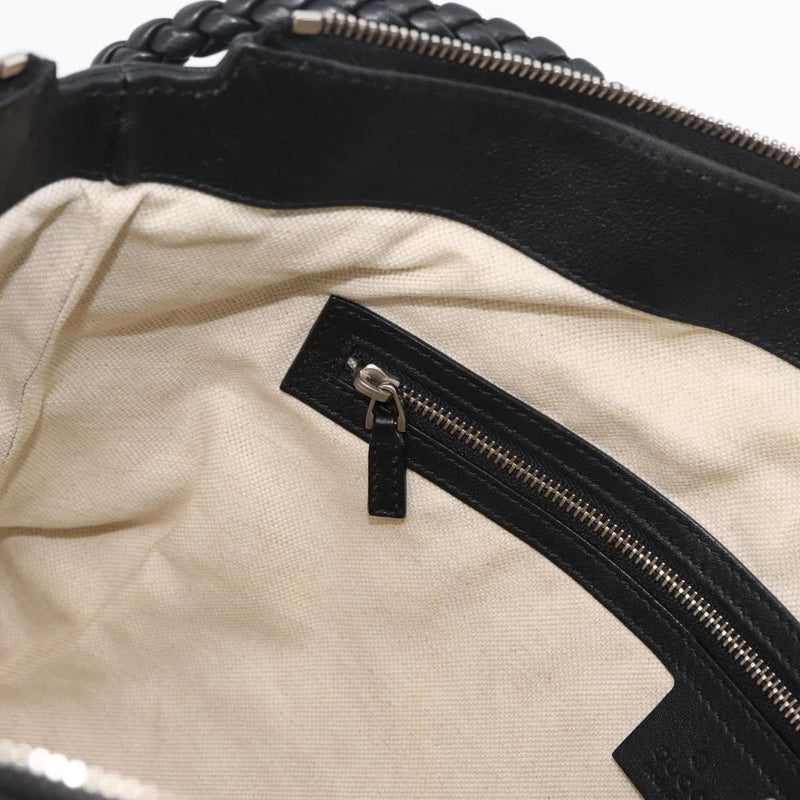 Gucci Braided Strap Zip Messenger Leather Black