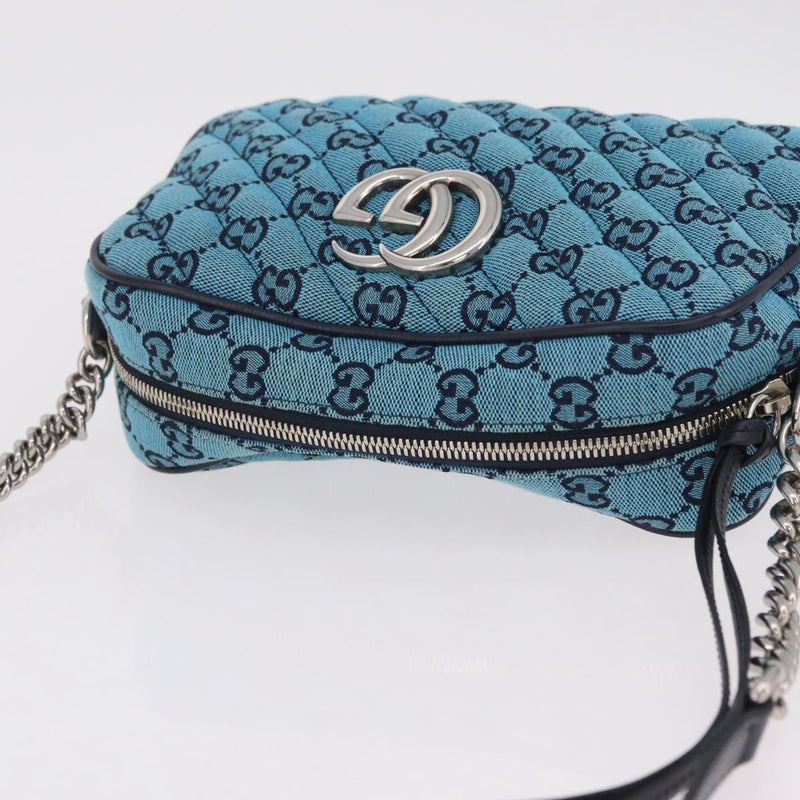Gucci Gg Marmont Multicolor Diagonal Quilted Canvas Blue Bag