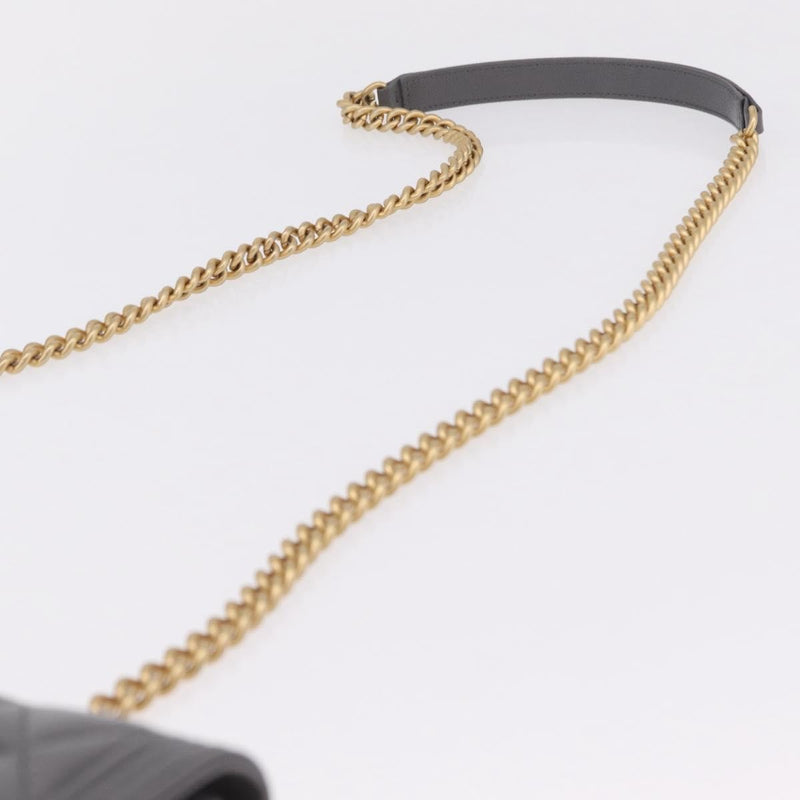 Chanel Boy Wallet On Chain Quilted Caviar Gray Leather Bag