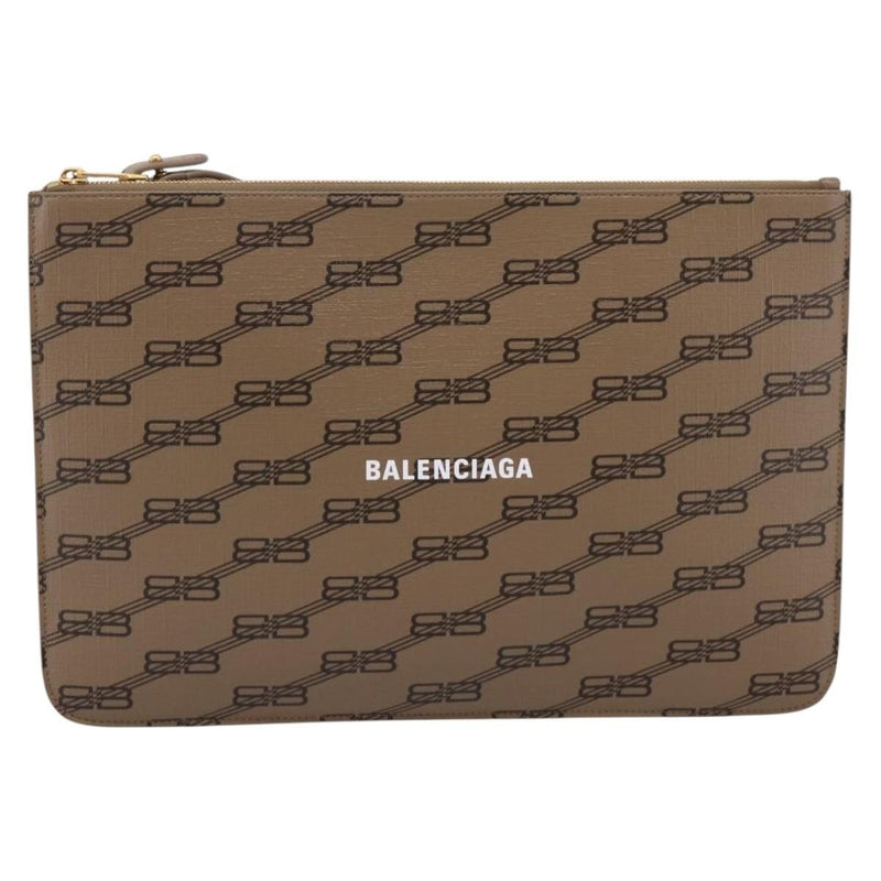 Balenciaga Signature Pouch Monogram Pvc Leather Beige
