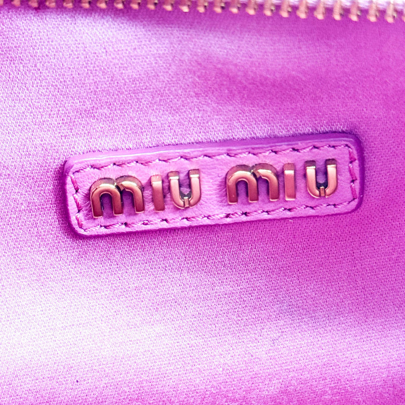 Miu Miu Wander Hobo Matelasse Satin Pink Leather