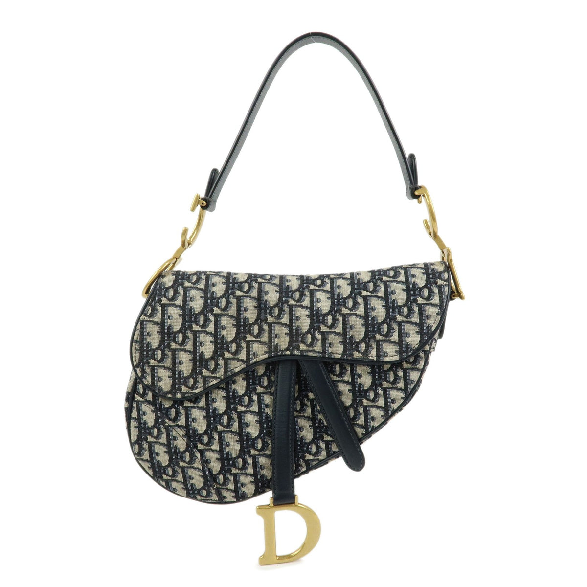 Christian Dior Saddle Oblique Canvas Navy Bag