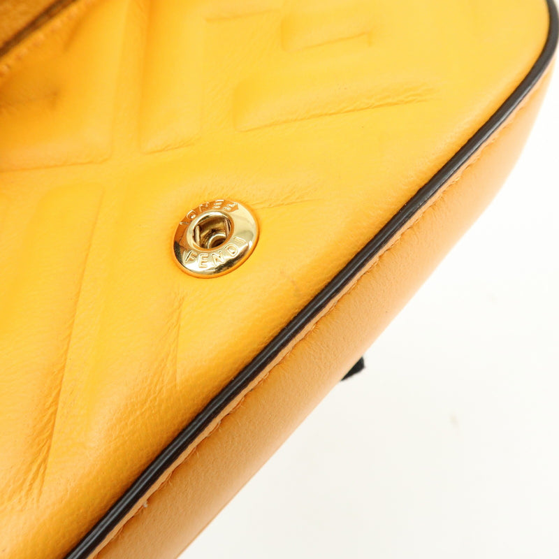 Fendi Chain Baguette Charm Zucca Embossed Leather Orange Bag