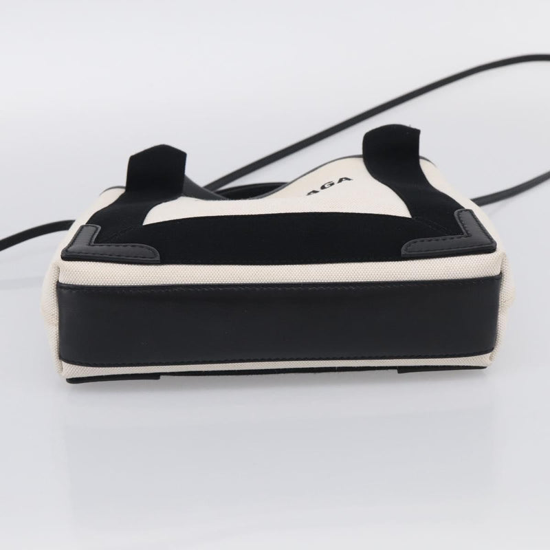 Balenciaga Navy Cabas Canvas With Leather White Bag