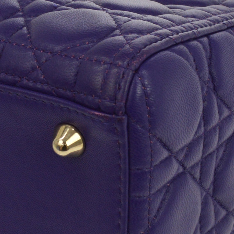 Christian Dior Lady Cannage Quilt Lambskin Purple Leather Bag