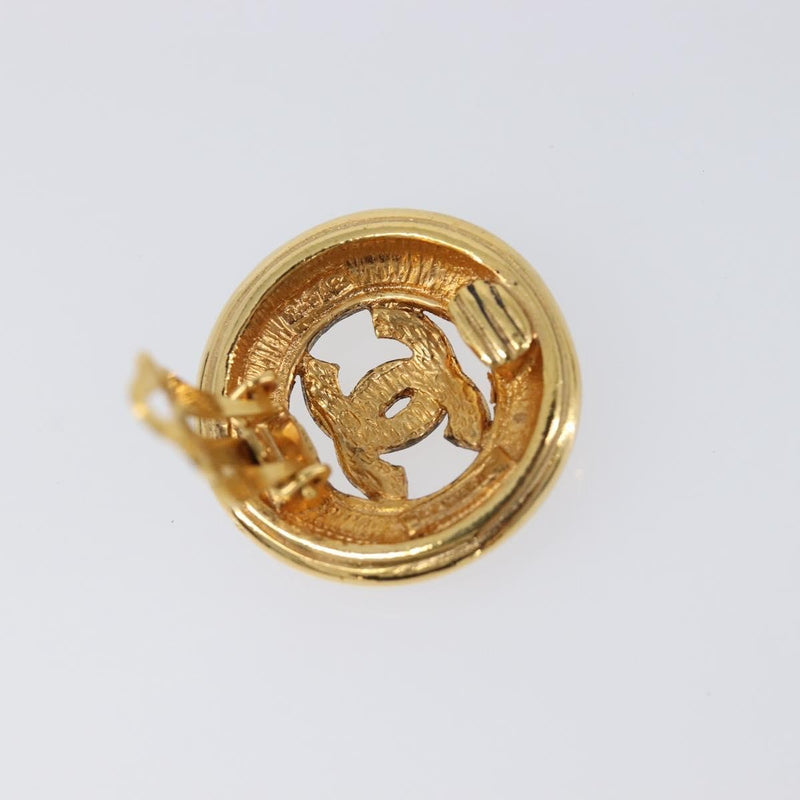 Chanel Vintage Cc Round Clip-On Metal Gold Bijoux