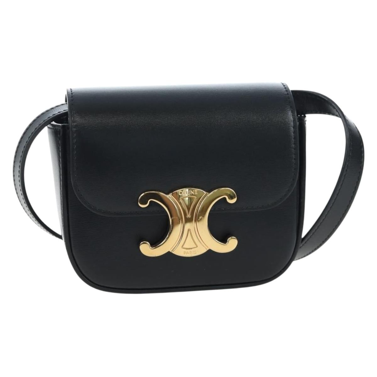 Celine Triomphe Smooth Calfskin Black Leather Bag