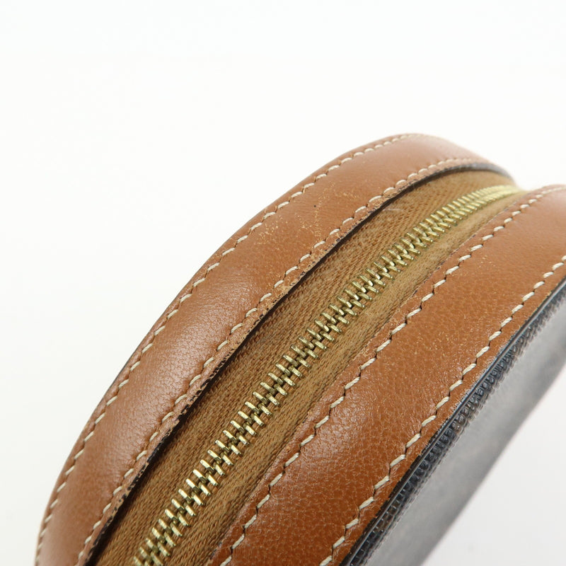 Celine Round Purse On Strap Triomphe Coated Canvas Brown Bag