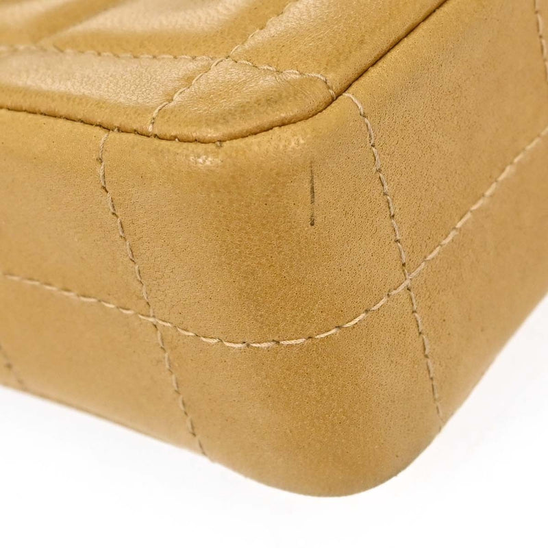 Chanel Chocolate Bar Flap Quilted Lambskin Beige Leather Bag