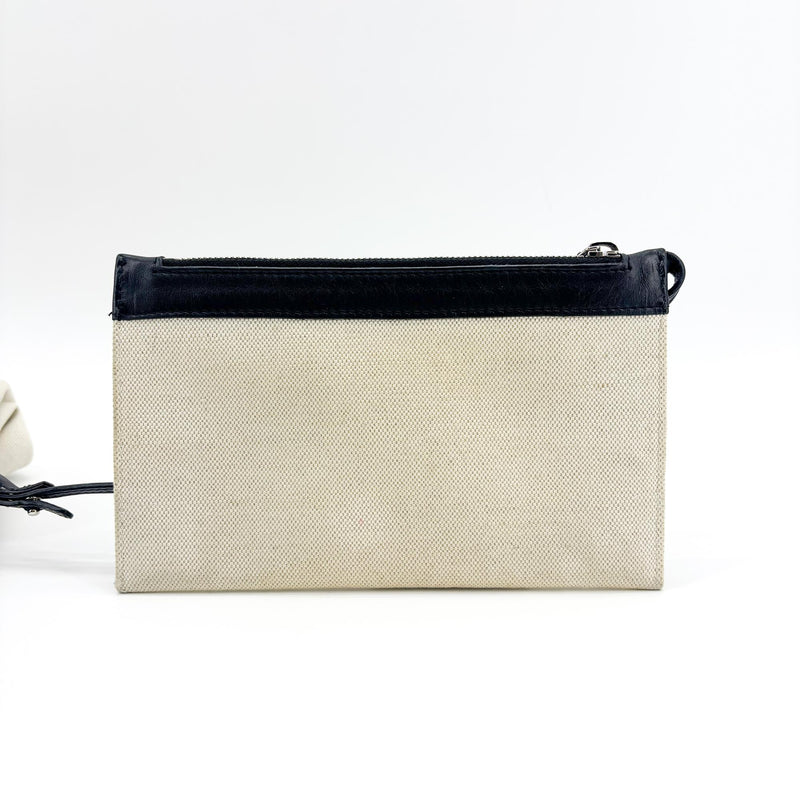 Balenciaga Navy Cabas Canvas With Leather Black Bag
