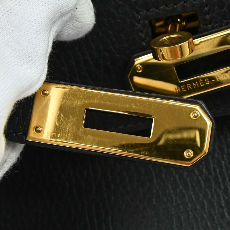Hermes Birkin Black Ardennes With Gold Hardware Leather Bag