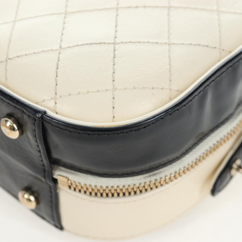 Chanel Vanity Case Quilted Crumpled Calfskin White Leather Bag