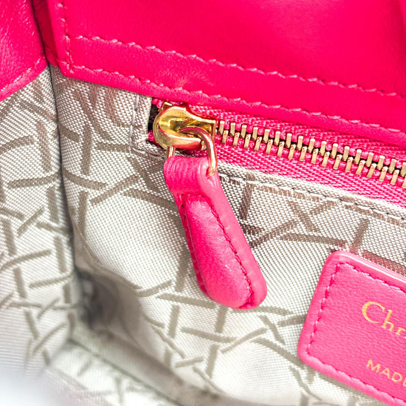 Christian Dior Lady Cannage Quilt Lambskin Pink Leather Bag