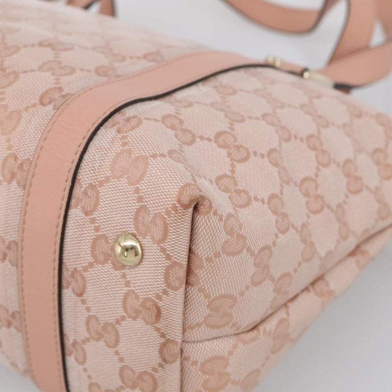 Gucci Abbey Zip Tote Gg Canvas And Leather Pink