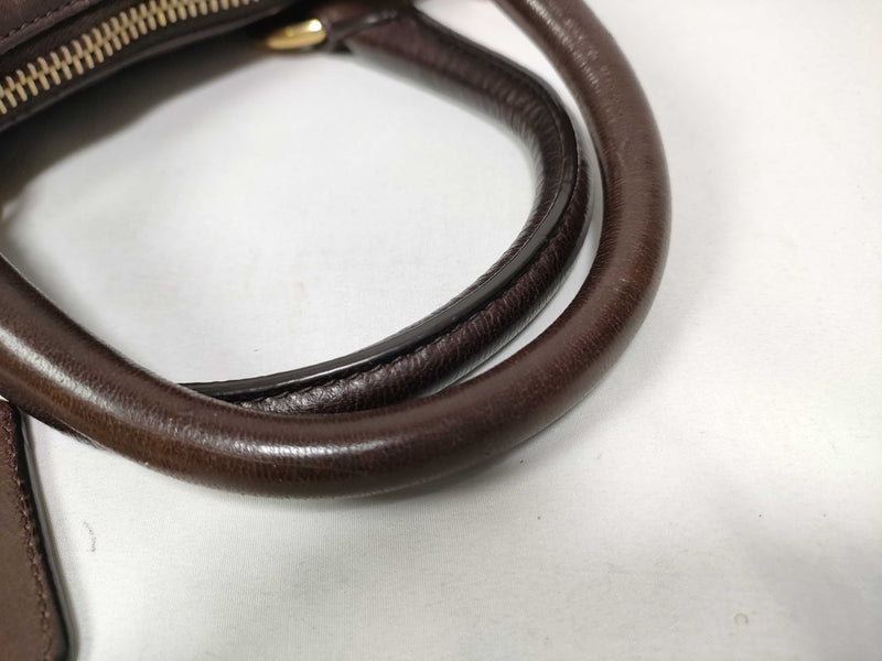 Prada Vitello Daino Convertible Tote Brown Leather