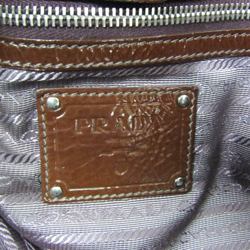 Prada Convertible Zippers Vernice Sfumata Brown Patent_leather Bag