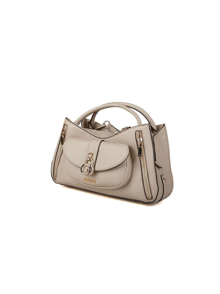 Guess Jessa Girlfriend Top Handle Bag — Taupe Polyurethane
