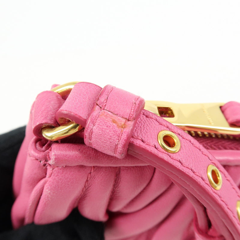 Miu Miu Zip Wristlet Matelasse Leather Pink Bag