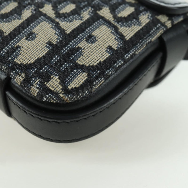 Christian Dior Clasp Lock Messenger Oblique Canvas And Leather Navy