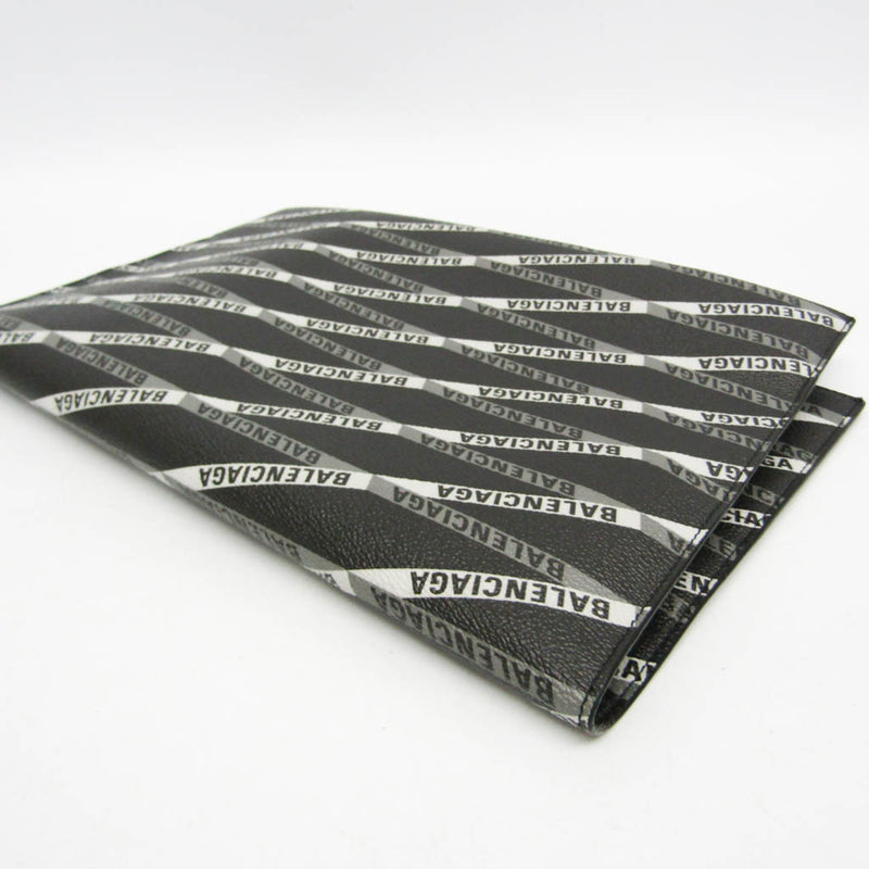 Balenciaga Fold Over Monogram Printed Leather Black Bag