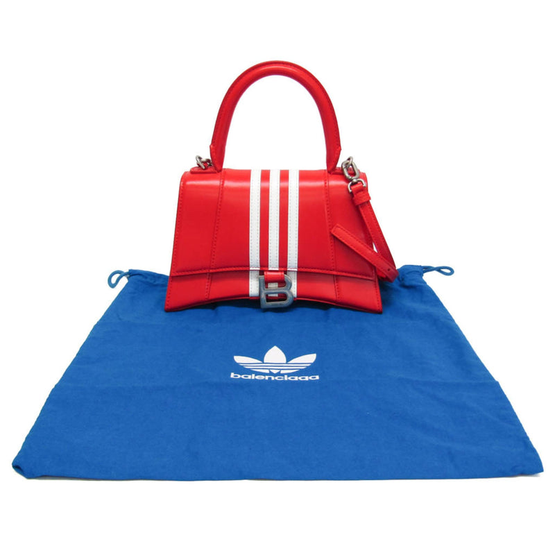Balenciaga X Adidas Hourglass Top Handle Leather Red Bag