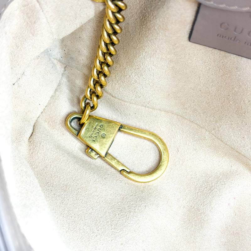 Gucci Gg Marmont Flap Chevron Leather Beige Bag