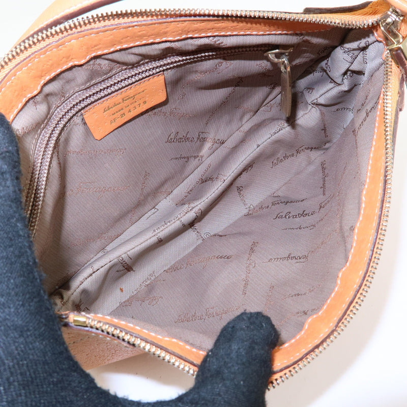 Salvatore Ferragamo Gancini Top Handle Leather Orange Bag