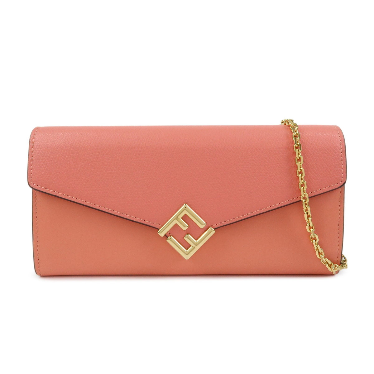 Fendi Ff Diamonds Continental Chain Leather Pink Bag