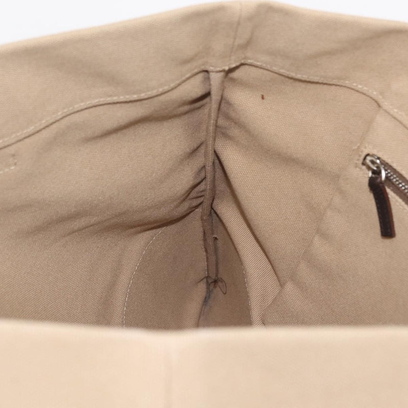 Prada Lux Convertible Open Tote Canvas And Leather Beige