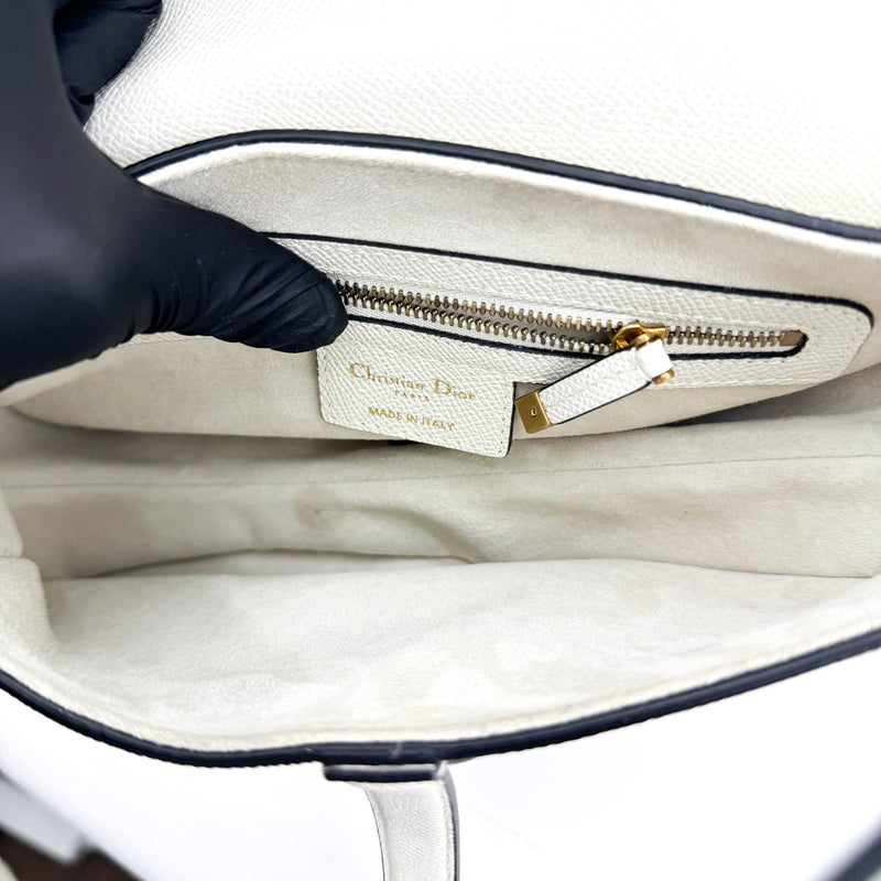 Christian Dior Saddle Leather White Bag
