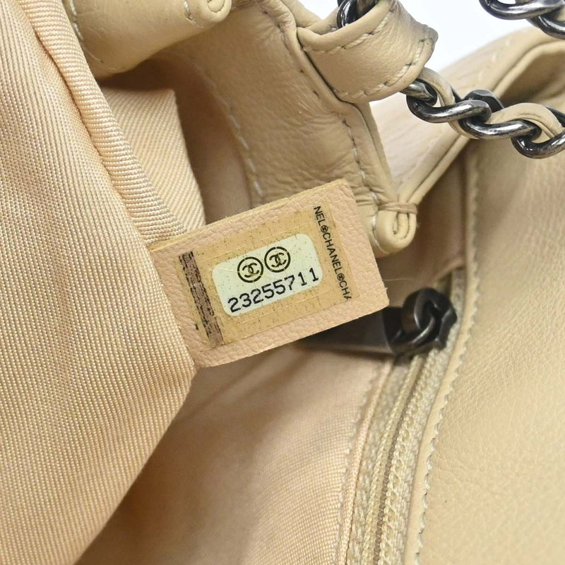 Chanel Flap Shoulder Leather Beige Bag