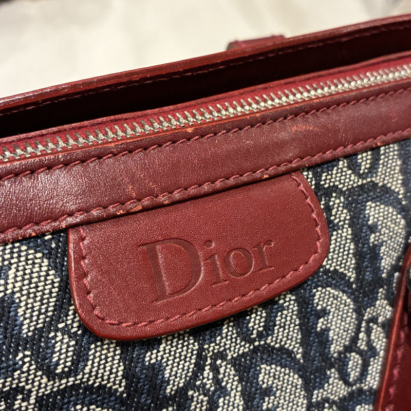 Christian Dior Vintage Trotter Zip Diorissimo Canvas Navy Bag