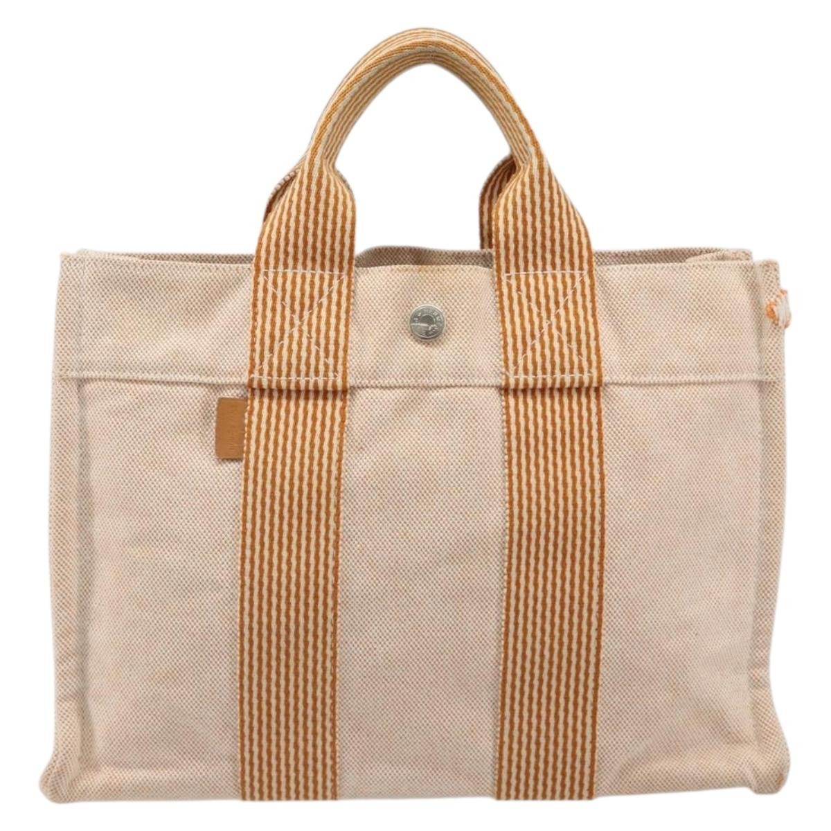 Hermes Fourre Tout Toile Orange Canvas Bag
