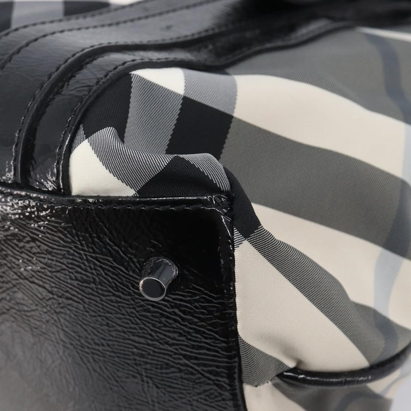 Burberry Nova Check Tote Canvas Pattern Black Nylon