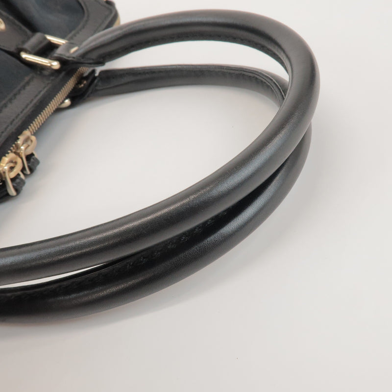 Gucci Sukey Top Handle Satchel Gg Canvas With Leather Black