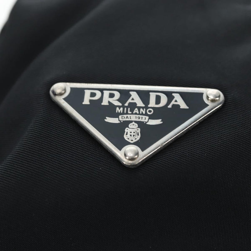 Prada Double Pocket Buckle Flap Tessuto And Leather Black Nylon Bag