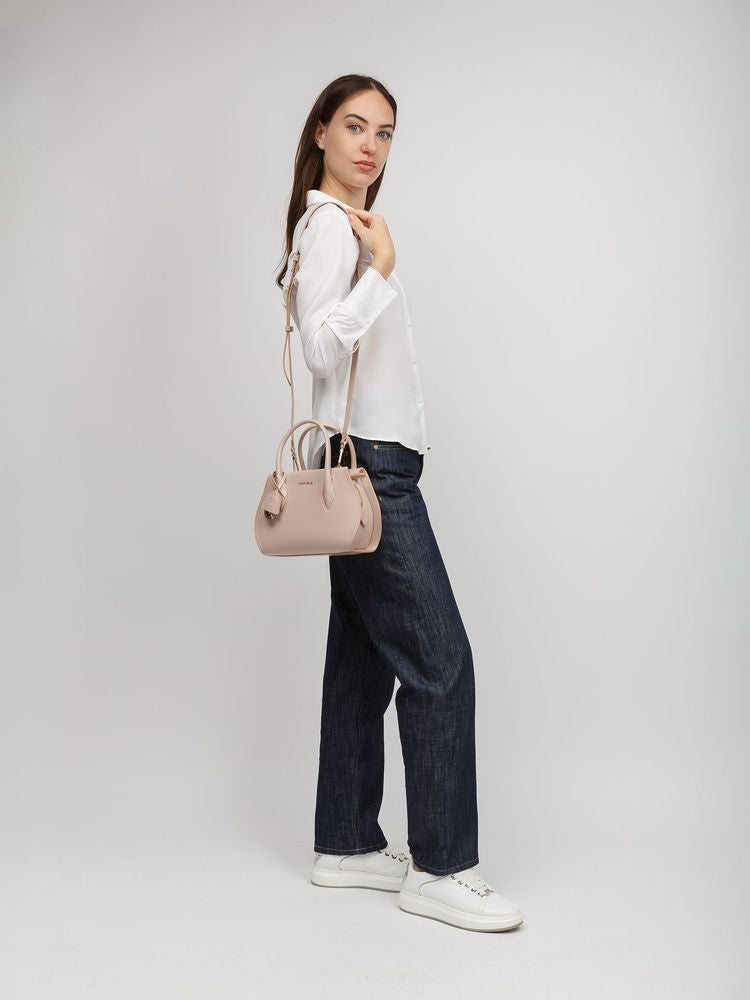 Coccinelle Lord Top Handle Bag — Beige Calf Split