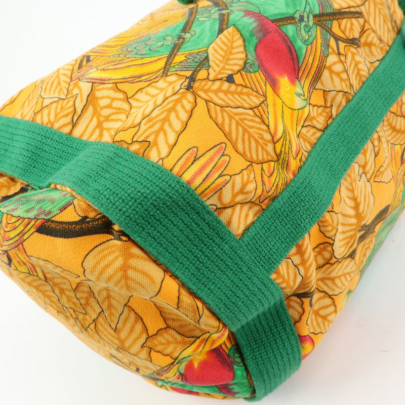 Hermes Vintage Drawstring Bucket Printed Canvas Orange Bag