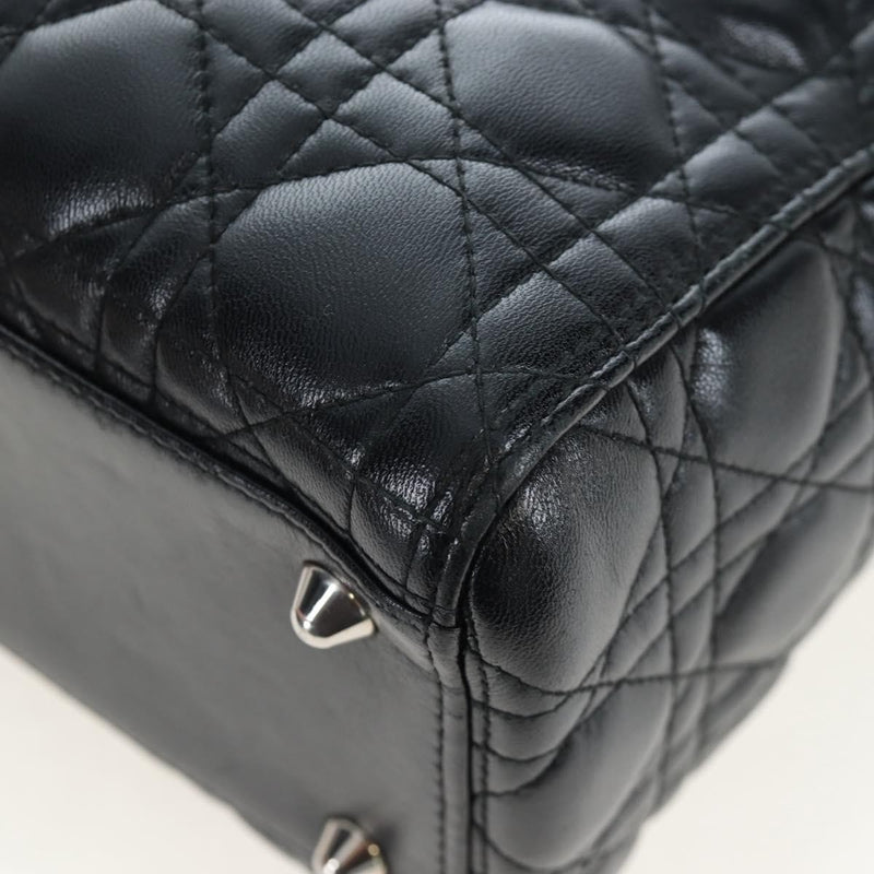 Christian Dior Lady Lambskin Black Leather Bag